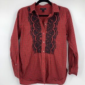 J Crew‎ women 8P petite shirt blouse red plaid